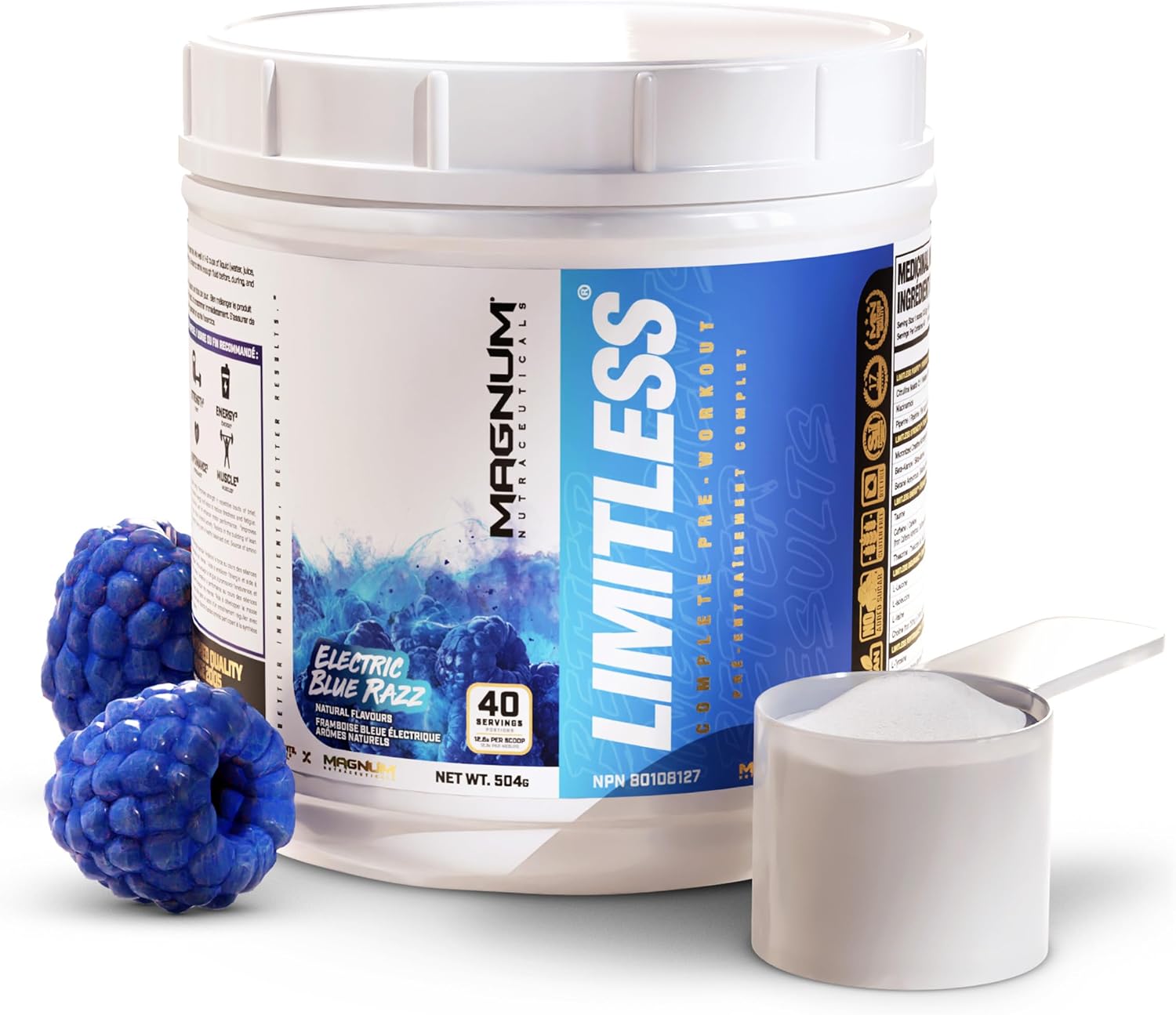 LIMITLESS Magnum Nutraceuticals Premium Quality, Blue Raspberry/Fruit Punch, 504g - Supports Increase Energy, Focus, and Endurance