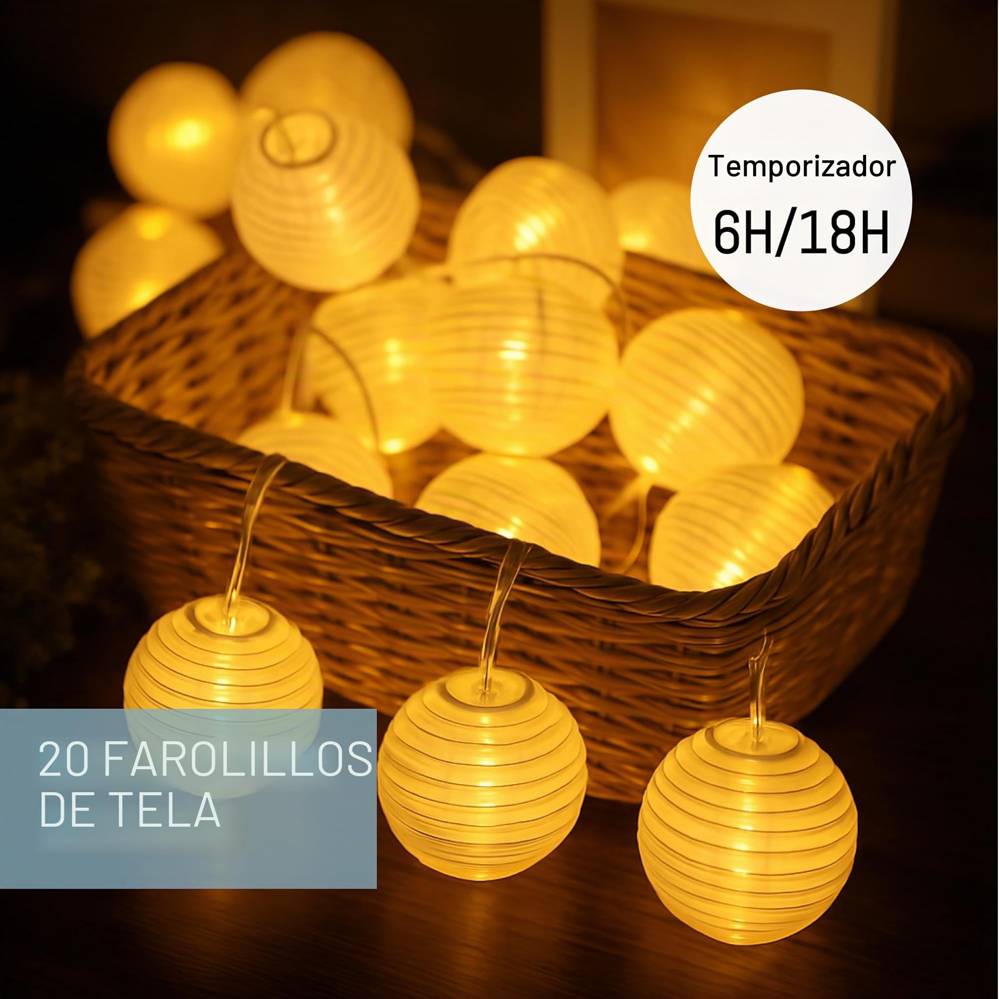 CozyHome Guirnalda luces exterior linternas - 20 linternas LED blanco cálido & 7m I Con enchufe I Luces decorativas habitacion Fairy lights decoracion Luz led hadas Luces led pequeñas Luzes navideñas