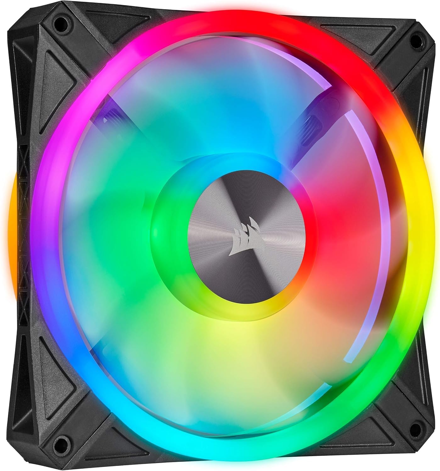 Corsair iCUE QL140 RGB, 140-mm-RGB-LED-PWM-Lüfter – 34 Einzeln Ansteuerbare RGB-LEDs, Schwindigkeiten Bis zu 1,250 U/Min, Geräuscharm, Einzelpackung – Schwarz