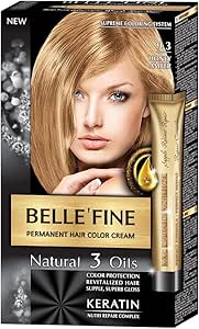 Belle `Fine No.9.3 honey amber hair color cream with Keratin, Argan ...