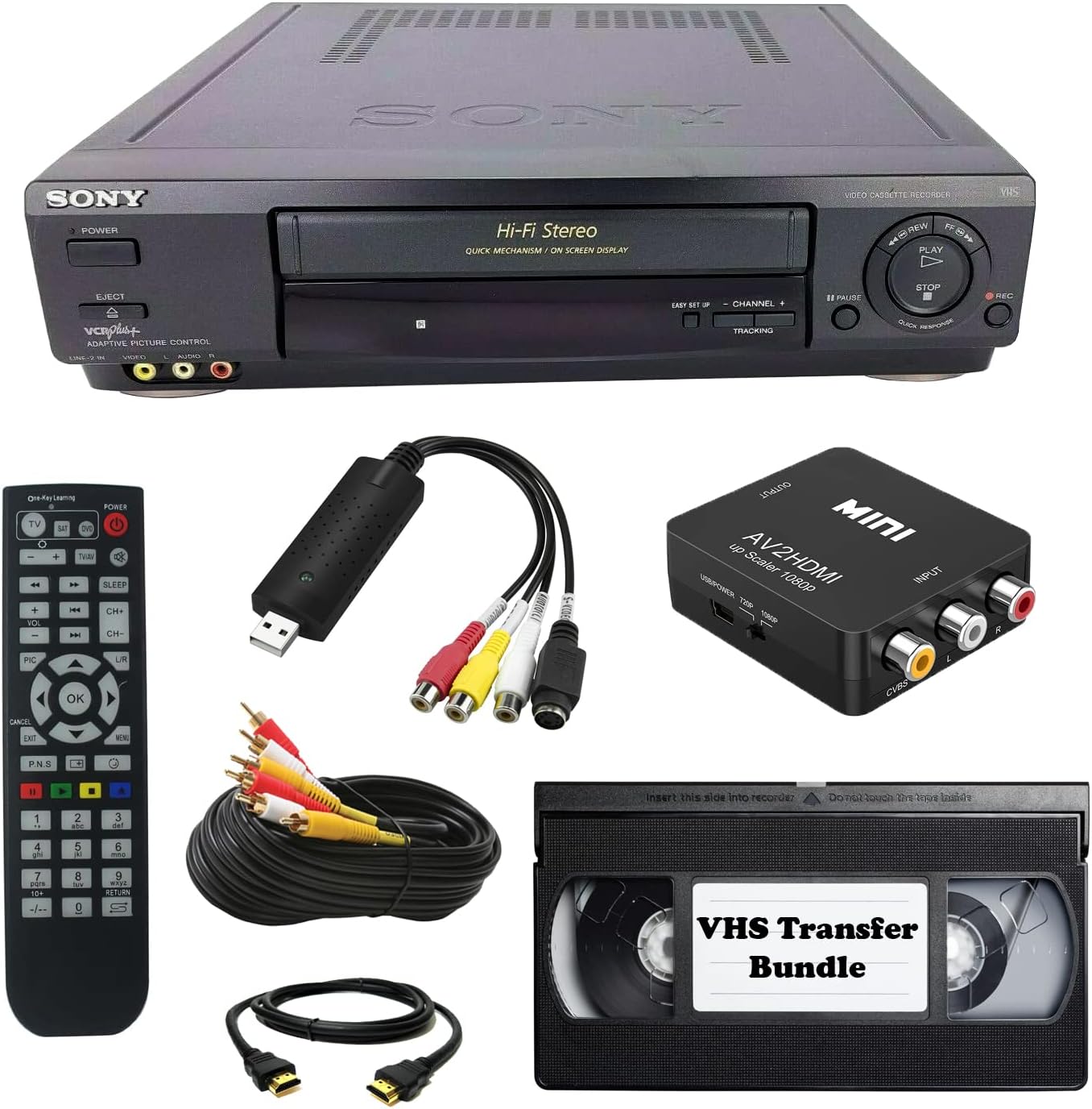 VCR for VHS Transfer and Digitizing Bundle w/Remote, USB