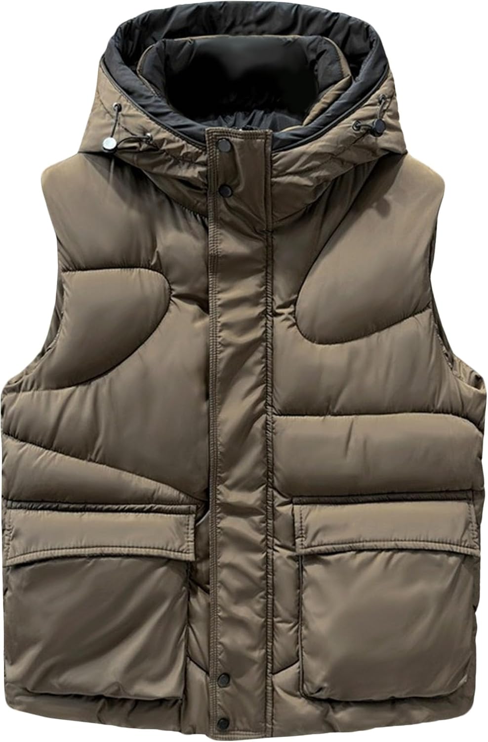 DGHM-JLMY Men's Warm Winter Hooded Vest Sleeveless Zip Up Padded Jackets Lightweight Padded Puffer Gilet With Pockets