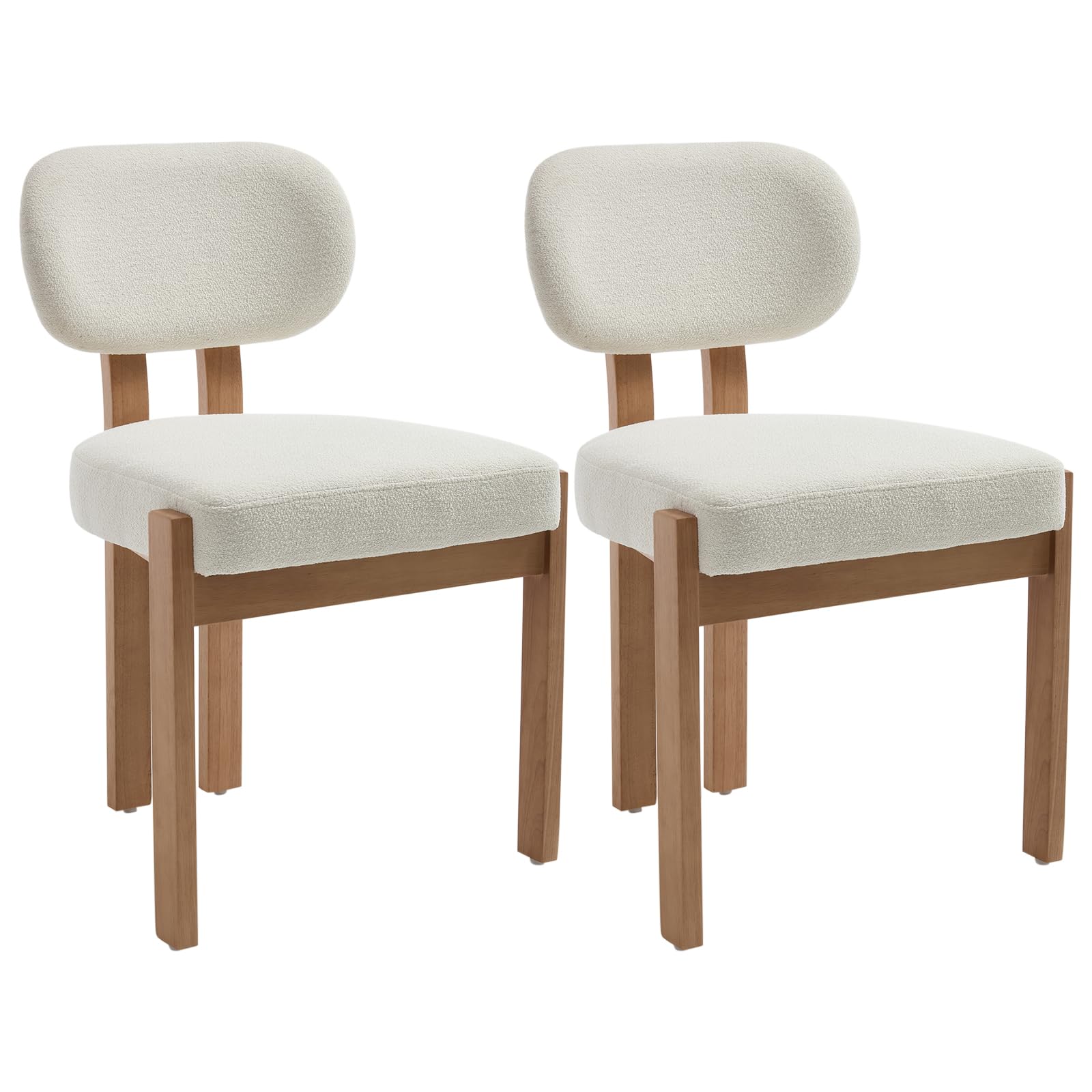 Wooden Dining Chairs Set of 2, Mid Century Modern Chenile Upholstered Dining Room Chair Kitchen Chairs with Solid Wood Legs, Farmhouse Dinner Chair for Kitchen Restaurant Living Room, Beige
