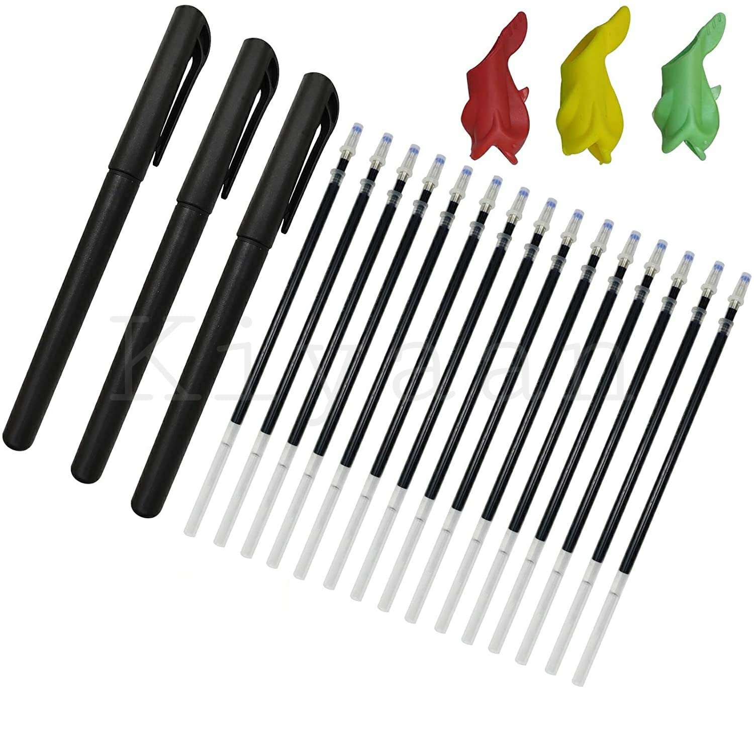Kiyaan Magic Pens&Refills For Reusable Magic Practice Copybook,Drawing Pen Of Invisible Ink,Writing Training Aid Pencil Grip, Calligraphy Tracing Book Material For Kindergarten Kids-21 Pcs,Assorted