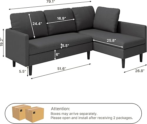 Vista 2 de Gizoon Sofá convertible multifuncional, sofá seccional, asiento más profundo, tela cómoda, futón seccional de 4 plazas con reposabrazos extraíble, 4