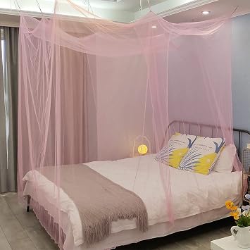 Aventik EDSRDLUZ 400 Fine Meshes Luxury Mosquito Large Square Net for Single to King-Sized Beds، 2 Side Openings & 8 Hanging Loops Decorative Rectangular Shape for Home & Travel