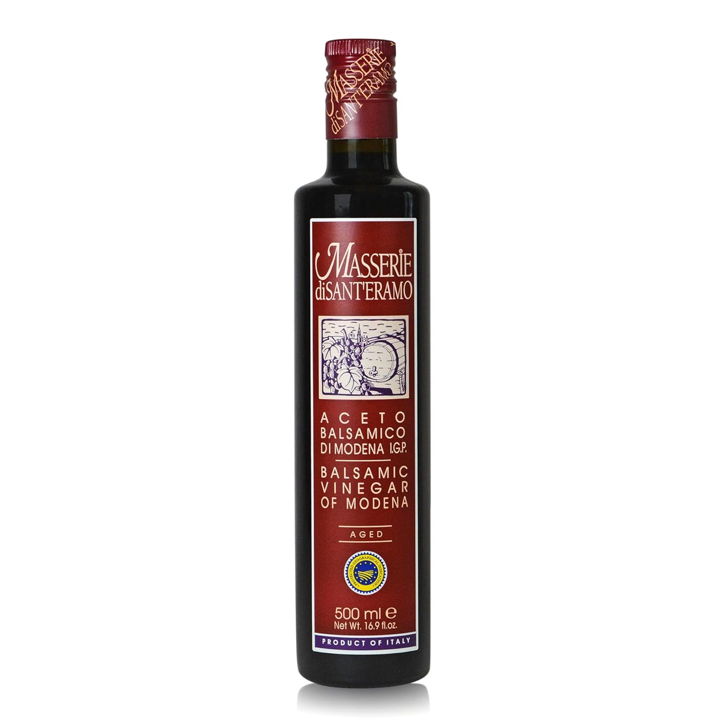 Masserie di Sant'Eramo Premium Italian Aged Balsamic Vinegar of Modena - Made in Italy, Aceto Balsamico di Modena IGP Certified, Gourmet Food Product of Italy - 16.9 fl oz (Pack 1)