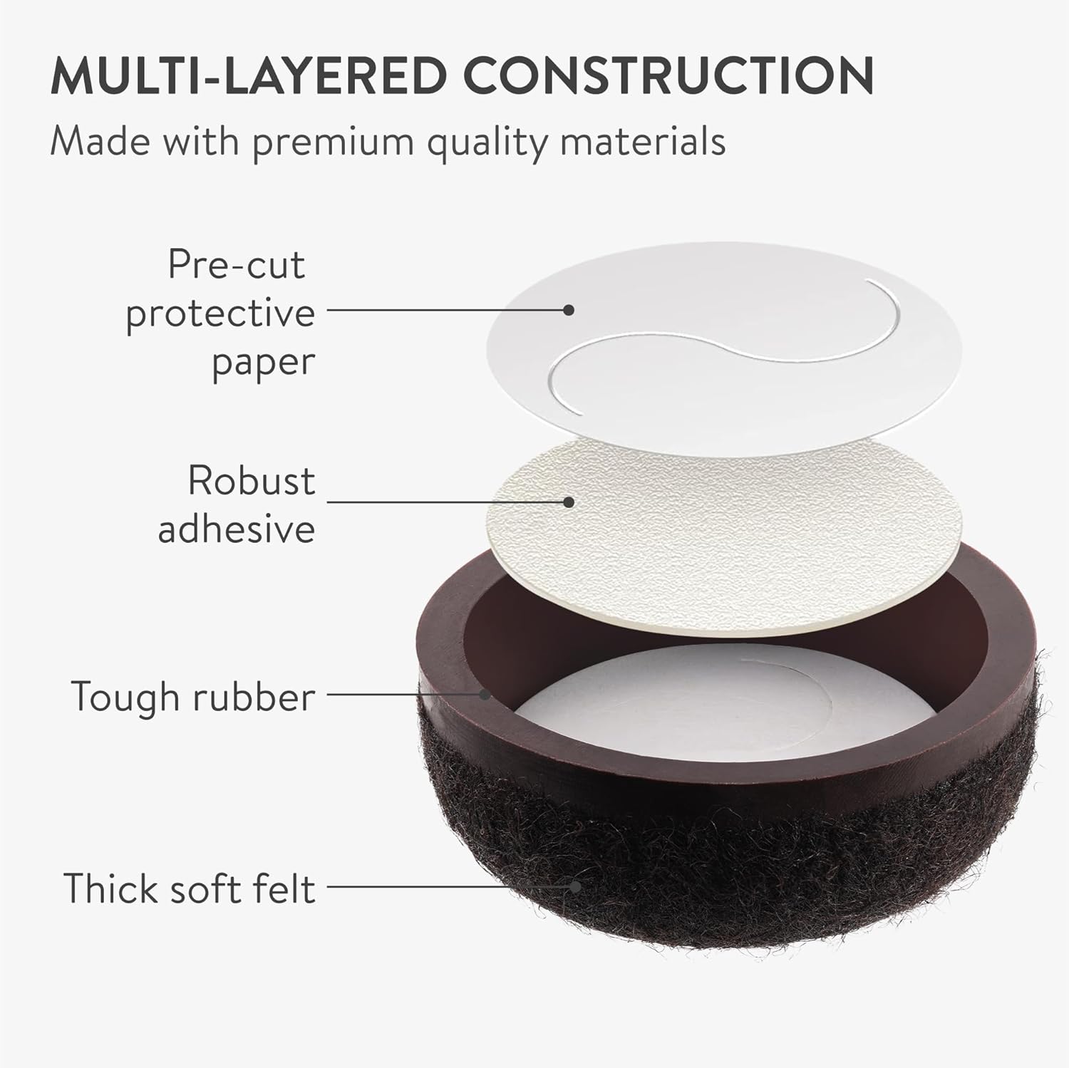 ハーフラウンドフットカバー-31mm-ブラウン(8個)。