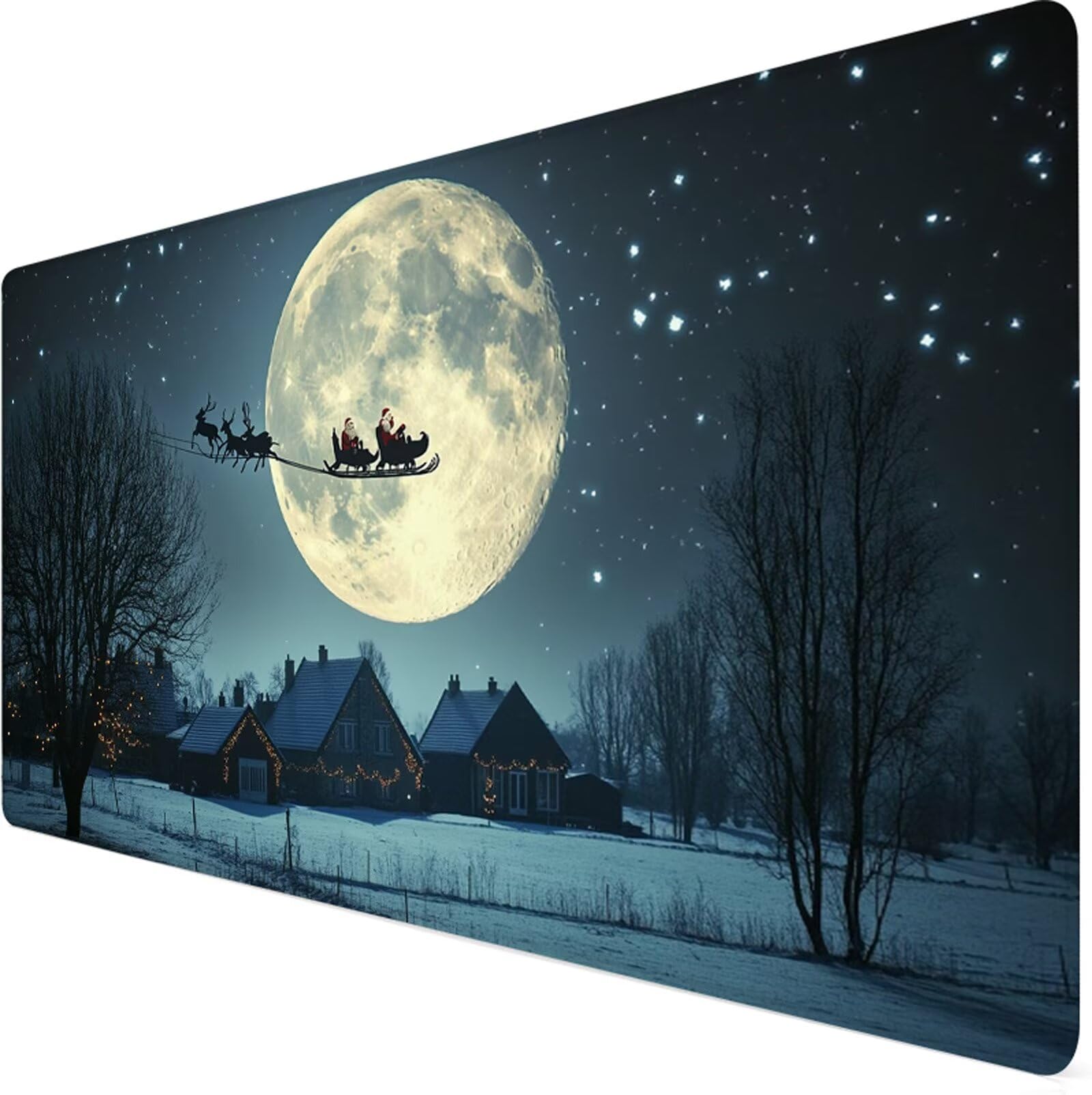 Gamingowa podkładka pod mysz, 1200 x 400 x 3 mm, duża, na biurko, szyte krawędzie, wodoszczelna, antypoślizgowa, nadaje się do prania, poprawia precyzję i prędkość, akcesoria gamingowe (zimowa) Y7