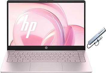 HP 14" Business Laptop Computer, Microsoft Office 365 Included, 4-Core Intel Processor, 128GB Storage, 4GB RAM, Windows 11, Tranquil Pink