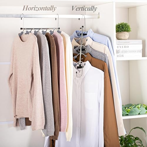 Miniatura 5 de Znben - Perchas para ropa que ahorran espacio, perchas antideslizantes con espuma acolchada de acero inoxidable 5 en 1, organizador de