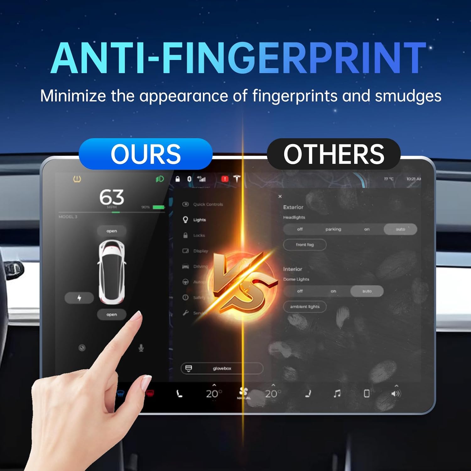 Screen Protector for Tesla Model S 2026-2023 Model X 2026-2023 with Alignment Kit, Front Back Tempered Glass TouchScreen Dashboard Protective 9H Hardness Anti Glare Fingerprint HD Clear