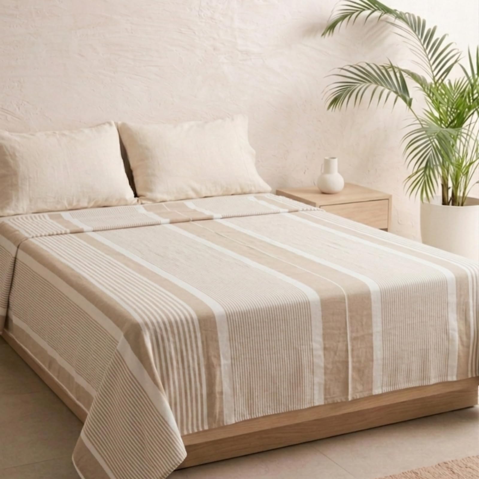 MOMOMUS Copriletto Matrimoniale Estivo e Telo Copridivano 3 Posti - Leggero, Morbido e Fresco - Ideale come Plaid Matrimoniale, Coperta Estiva e Telo Copritutto - Beige, 230 x 260 cm