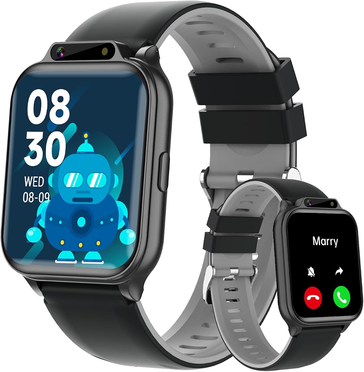Reloj inteligente para niños, rastreador de actividad física de 1,85 pulgadas con frecuencia cardíaca, monitor de sueño, relojes inteligentes impermeables IP68 con vídeo, música, podómetro, juego, sin aplicación/teléfono, regalo para niños y niñas (clásico, negro)