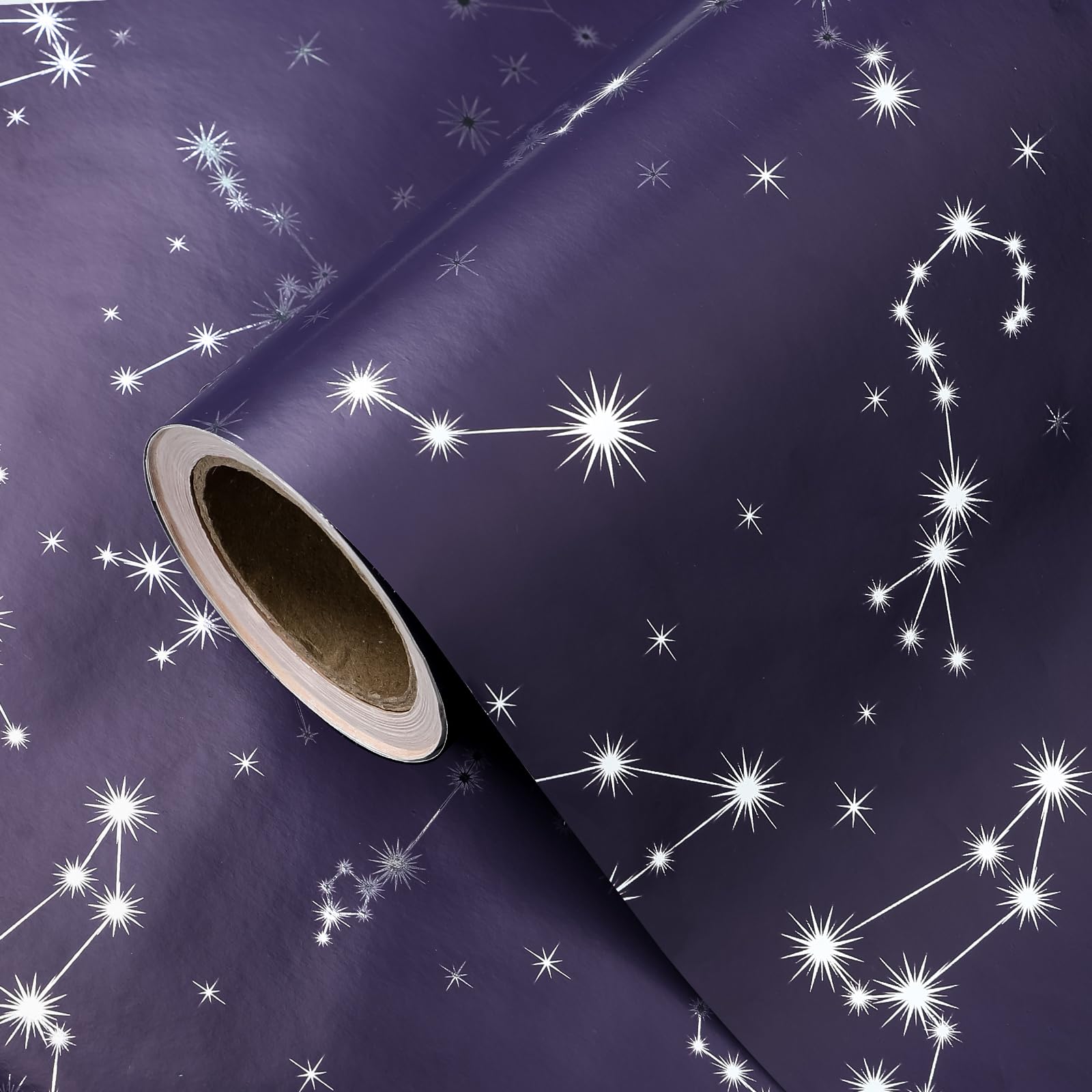 WRAPAHOLIC Papier cadeau Jumbo Constellation – 76,2 cm x 10 m – Papier cadeau bleu marine pour enfants, femmes, hommes, anniversaire, mariage, fête prénatale, fête prénuptiale
