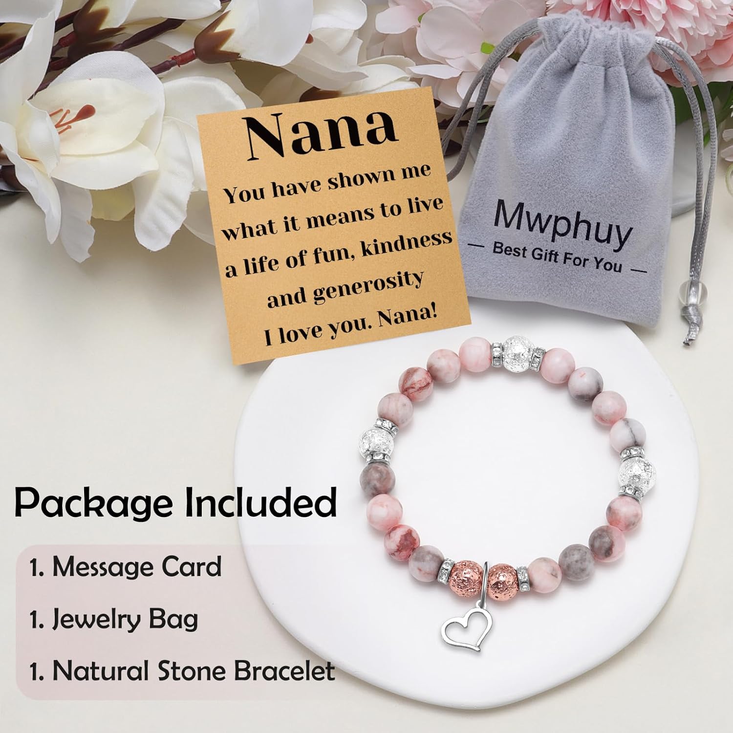 Gifts for Grandma Bracelet Nana Gift from Granddaughter Beaded Bracelets Best Nana Ever Gifts Grandma Mothers Day Birthday Jewelry Gift from Grandson Granddaughter Grandmother Christmas Presents - Image 7