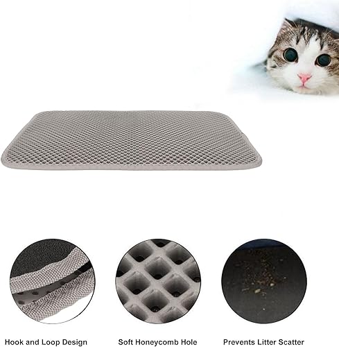 Miniatura 7 de Tapete de arena para gatos, almohadilla para atrapar la arena, suave de doble capa, impermeable, material EVA que evita resbalones, tapetes para