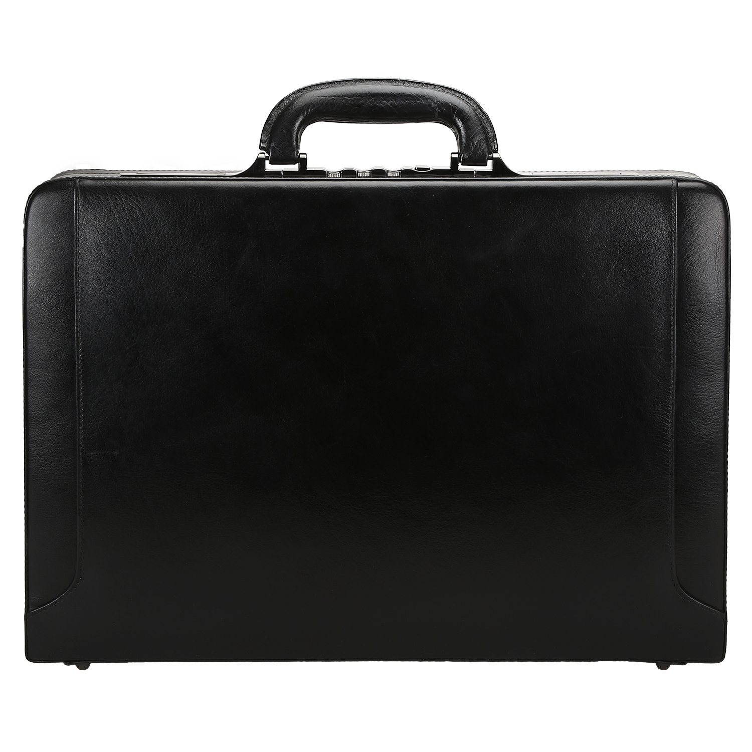 Black Leather Expandable Attache Brief Case Hard Sided with Combination Locks-image-46