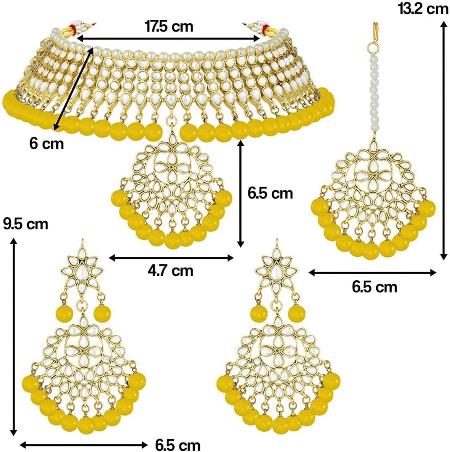 I Jewels Indian Bollywood Gold Plated Kundan & Pearl Choker Necklace Jewelry Set For Women (K7058)