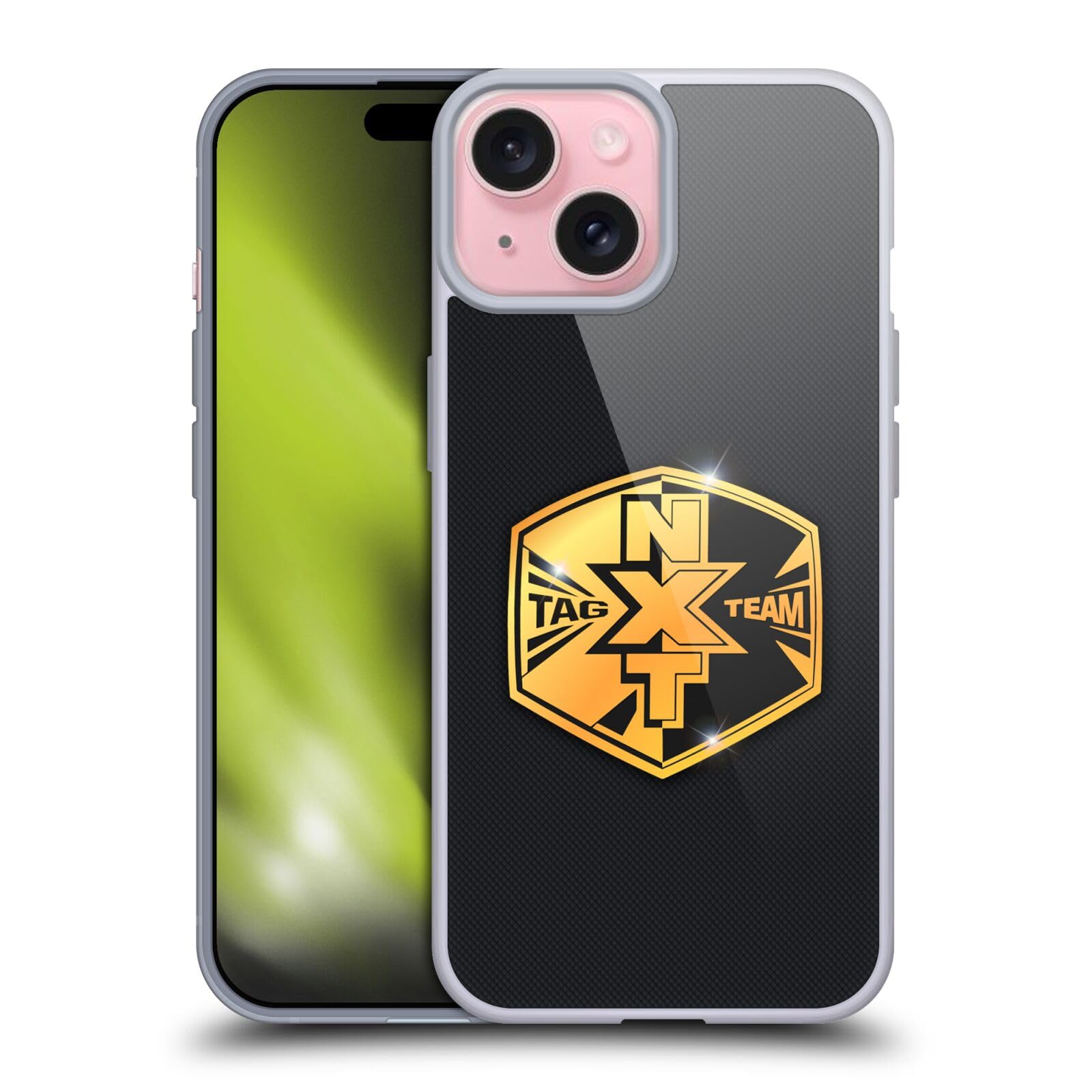 Head Case Designs Officially Licensed WWE NXT Tag Team Title Belts Soft Gel Case Compatible with Apple iPhone 15 and Compatible with MagSafe Accessories