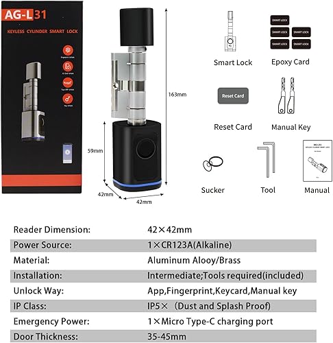 Miniatura 6 de Cerraduras de puerta inteligentes Huella dactilar IC Tarjeta clave Aplicación de teléfono celular Cerraduras electrónicas inteligentes para el hogar