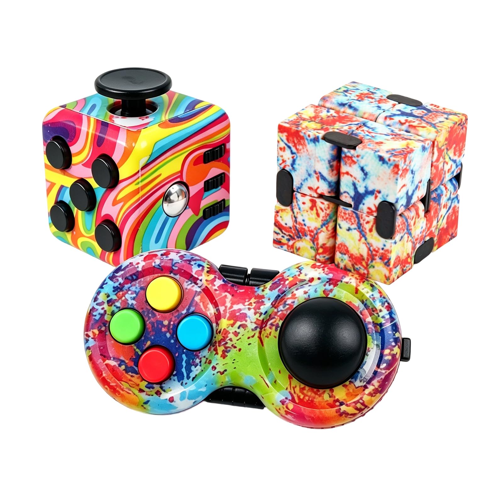3 PCS Infinity Fidget Cube for Adults, Sensory Stress Cube Fidget Pad