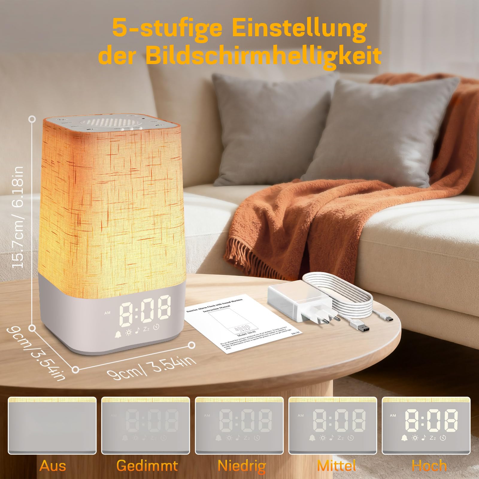 MILFECH Tageslichtwecker mit 30 Naturgeräuschen, Lichtwecker Sonnenaufgang Wecker Digital Wake Up Light mit Ladefunktion Lichtwecker Einschlafshilfe und RGB, Dimmbares Nachtlicht, Timer