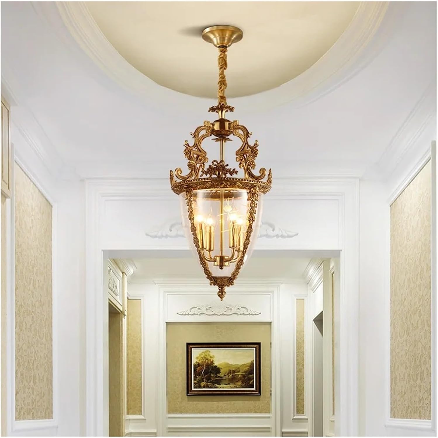 French European Family Copper Porch Lamp Chandelier Indoor Hanging Lights Candle Led Lights,luminaire
