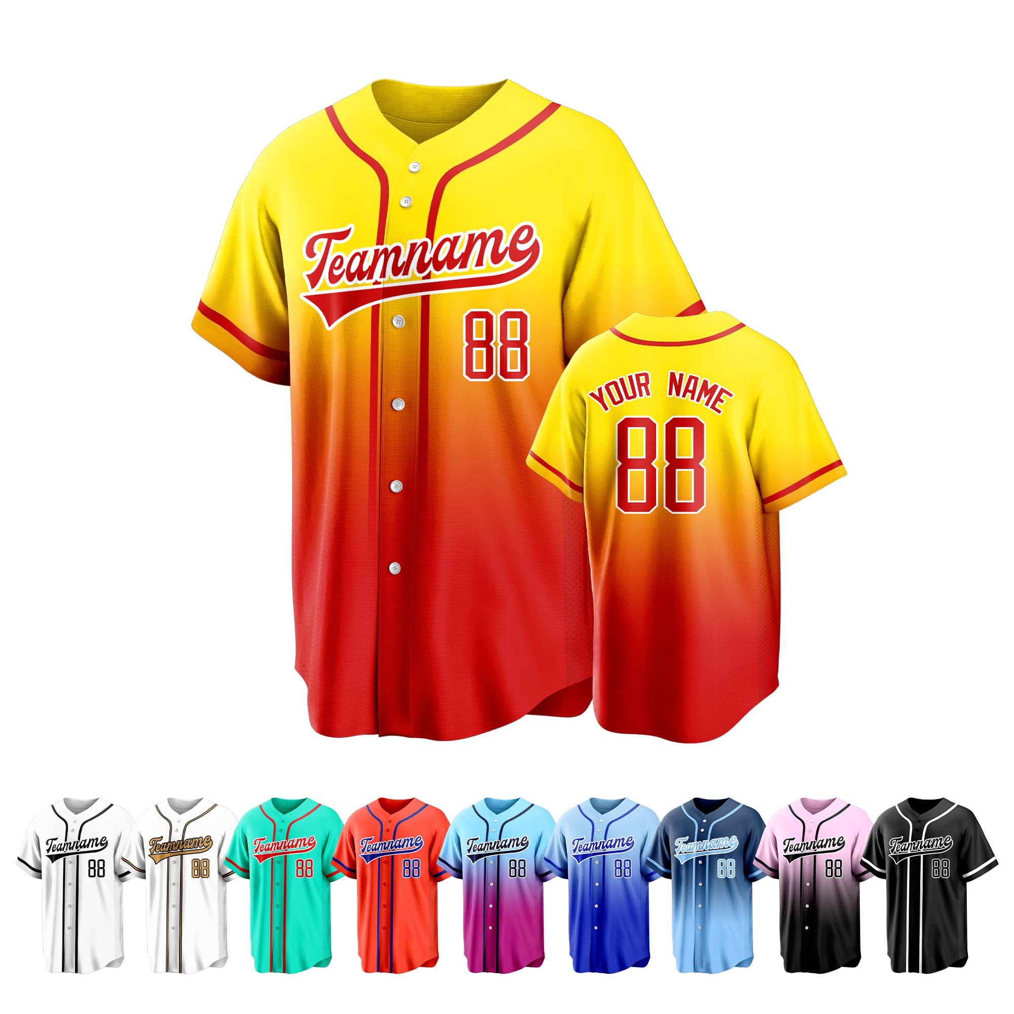 Custom Baseball Jersey Personalized Stitched Printed Team Name Number Logo Uniform Short Sleeve Button Down Sports Shirt Man