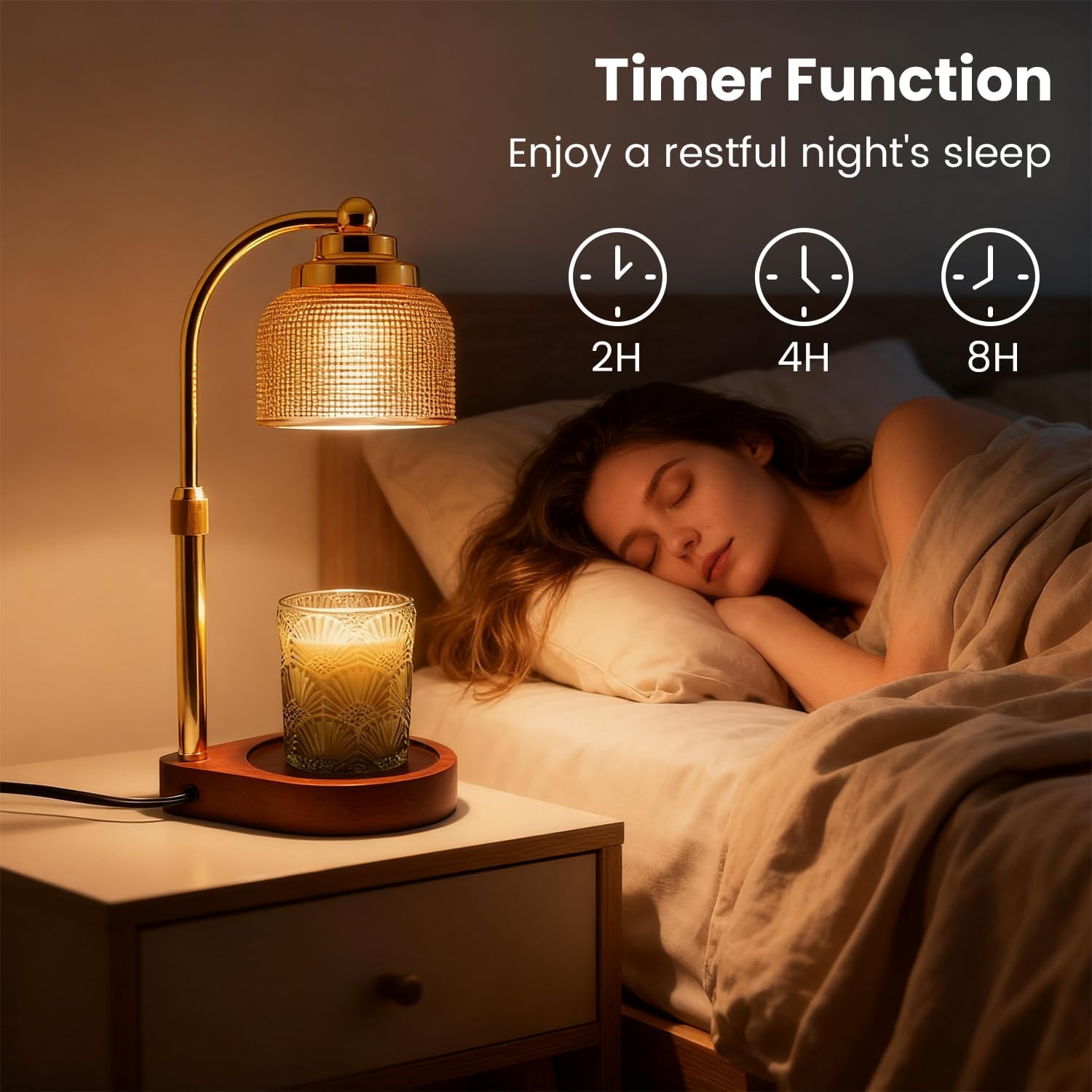 Candle Warmer Lamp, Birthday Gifts for Women Mom, Dimmable & Height Adjustable and Timer, Vintage House Warming Gifts New Home Decor, Wax Melt Warmer for Scented Jar