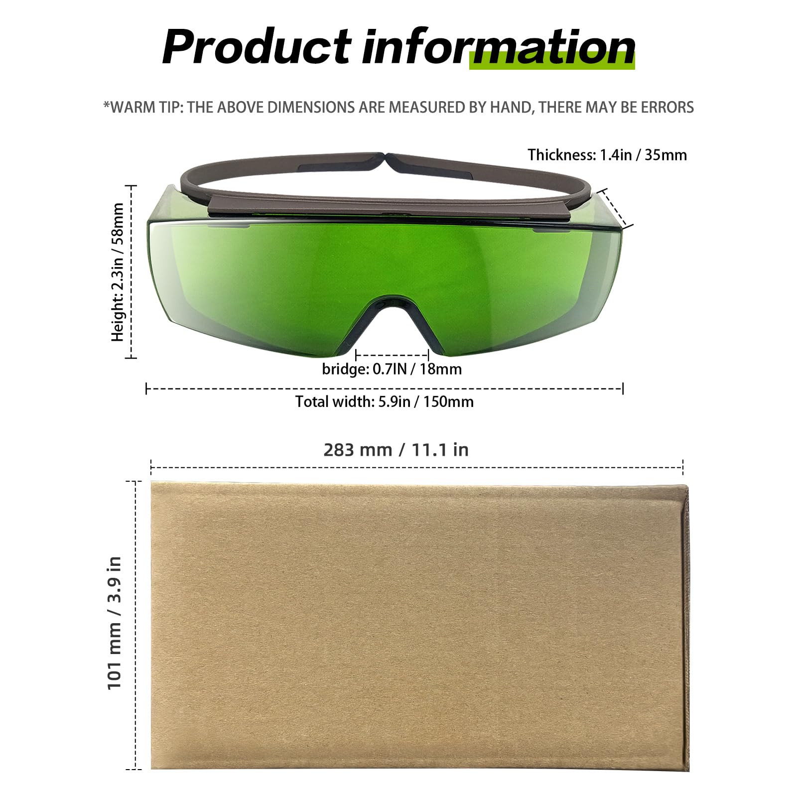 UpaClaire IPL 200nm-2000nm Goggles for Welding Laser Hair Removal Engraving Laser Safety Glasses Outer Cover 12Pcs
