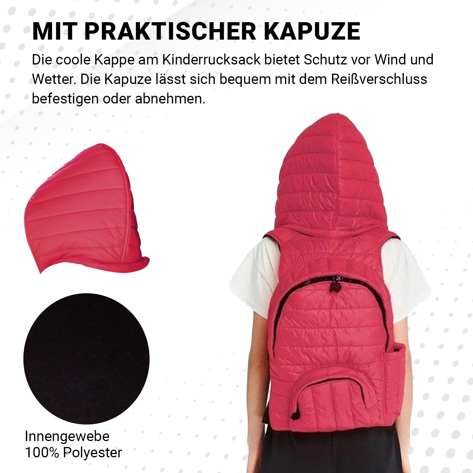 by MORIKUKKO Mochila con capucha, mochila para adolescentes y adultos, 33 x 7 x 40 cm, 10,5 l, ideal para la universidad y la escuela, mochila con compartimento para portátil, Rojo con