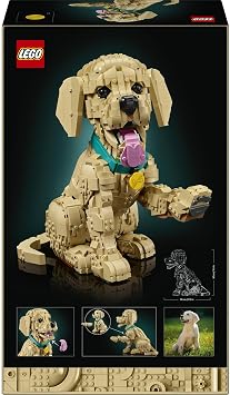 LEGO Icons Yavru Golden Retriever 11384 - Yetişkin Kadınlar ve Erkekler için Renkli Tasma ve Madalyon İçeren Duruşu Ayarlanabilir Dekoratif Model Yapım Seti, Yaratıcı Hediye Fikri (2102 Parça)