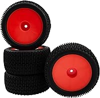 Vista 8 de Neumático de goma OD 88mm/3.46" delantero trasero y llantas de rueda de plástico con cubo de 12mm Hex compatibles con Redcat Tornado Shockwave HPI