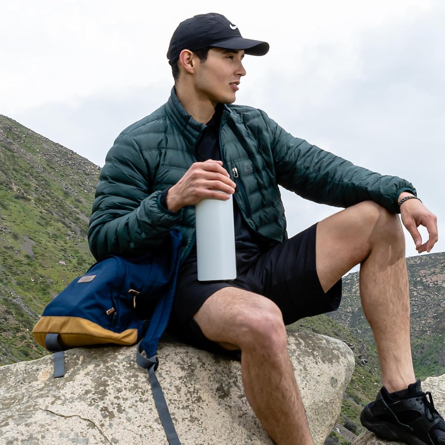 LaserGram Personalized Water Bottle, Bible Verse John 3-16, Stainless Steel Double Wall Vacuum Insulated with Flip Top Straw, Custom Engraved Gift (40oz / 1180ml Black)