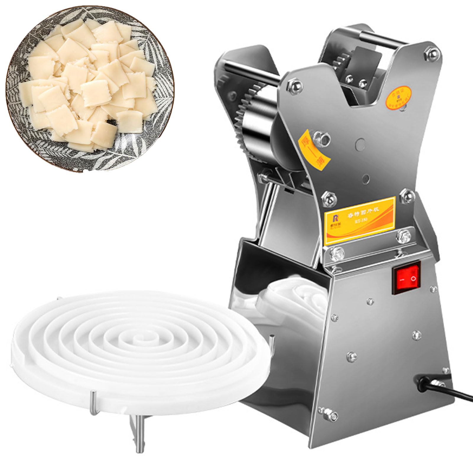 KJHYYPP Electric Noodle Slicer - Automatic Pasta Maker with Adjustable Thickness and Replaceable Blades for Noodle Shops (100 Blades)