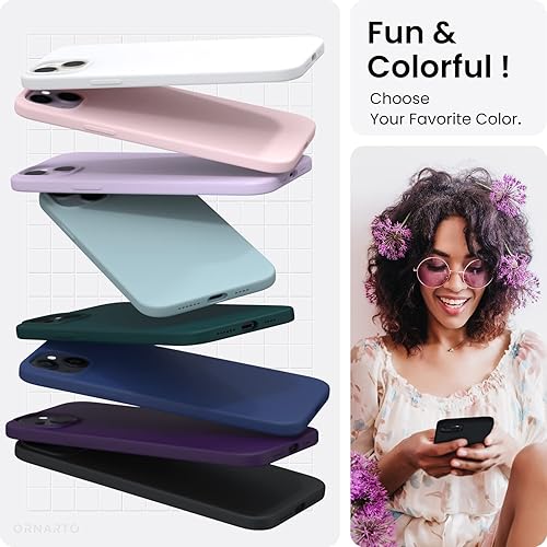 Miniatura 4 de ORNARTO Funda compatible con iPhone 14 Plus 6.7, silicona líquida delgada de 3 capas cubierta completa de goma de gel suave funda protectora de 6.7