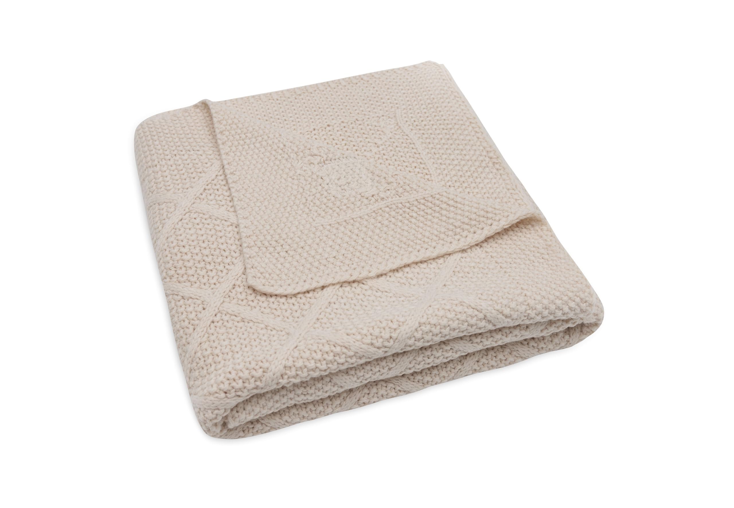 Jollein Baby Blanket Check Knit, Oatmeal, 75 x 100 cm, 60% Cotton, 40% Acrylic, For Baby Cradle, 1.0 TOG, Oeko-Tex Certified - Image 4