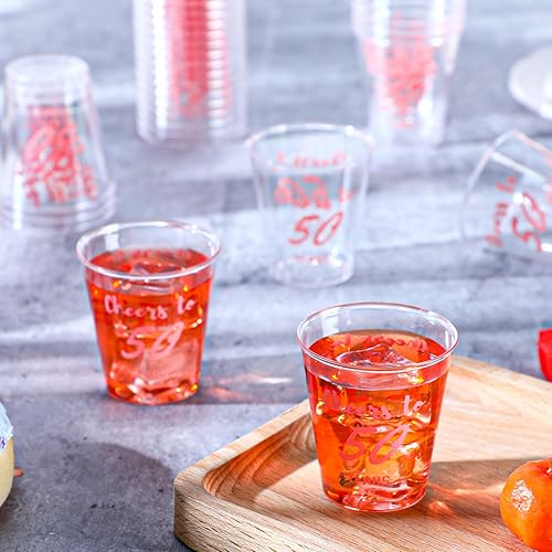 Miniatura 4 de Zubebe 100 vasos desechables de 2 onzas, regalos de fiesta de cumpleaños para ella y él, mujeres y hombres, aniversario, decoración de boda (Cheers