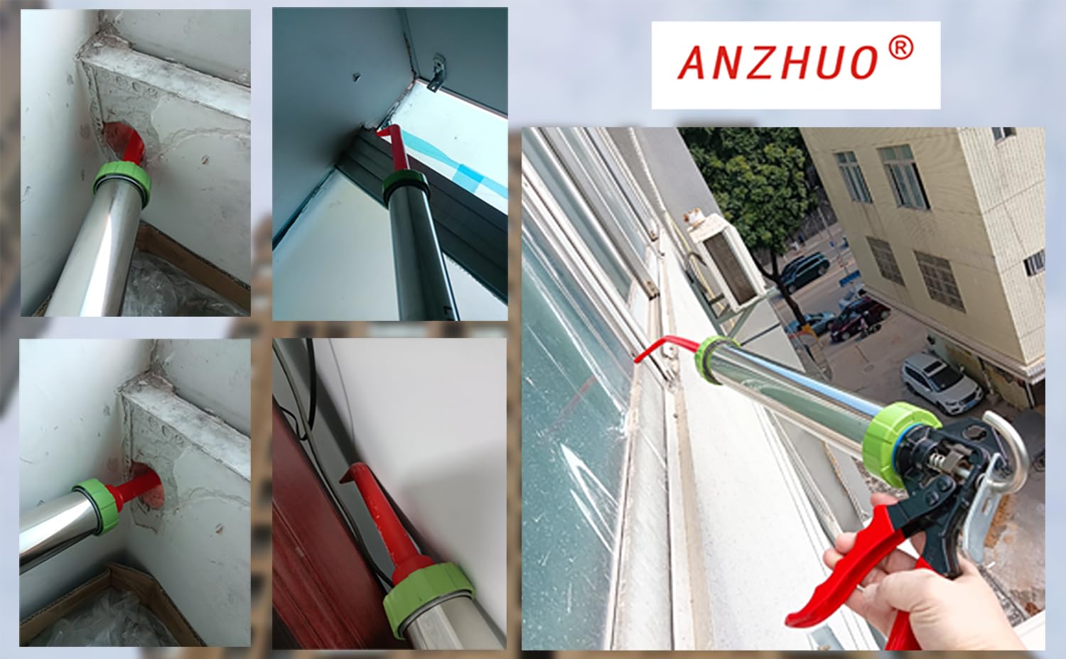 ANZHUO Caulking Nozzle for Sausage Caulking Gun Caulk Tube adapters Used for Sealing Seams Installing Glass Doors and Windows Tiles kitchenware advertisements (1Straight +2 Curved) - Image 4