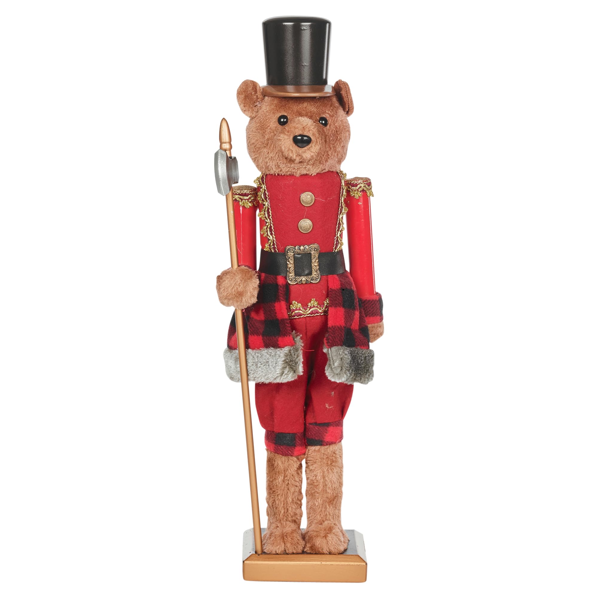 URBNLIVING Ours en peluche de luxe en fourrure Casse-noisette en uniforme Décoration Cadeau Décoration d'intérieur (60 cm)