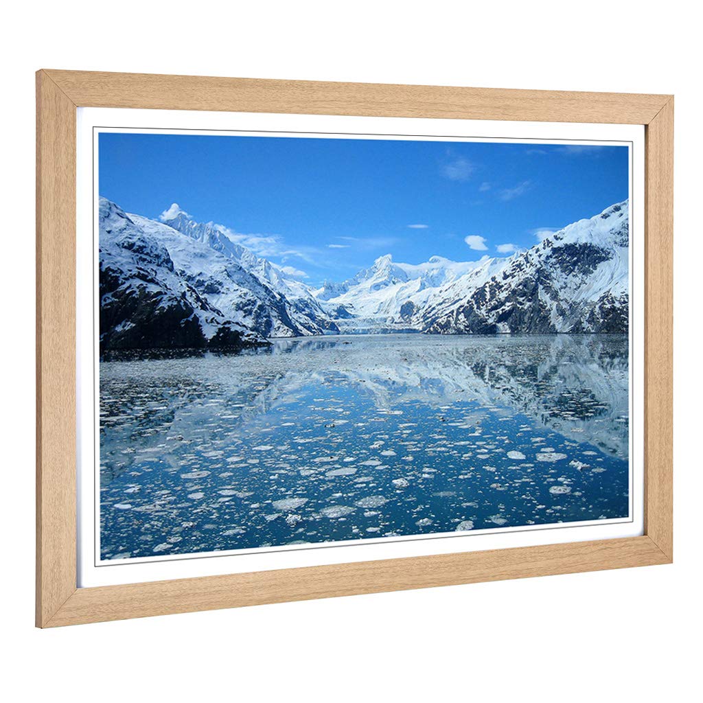 Big Box Art Framed Print of Landscape Glacier Bay Alaska USA Design | Wall Art Picture | Home Decor for Kitchen, Living Room, Bedroom, Hallway, Oak, A2 / 24.5x18 Inch / 62x45cm