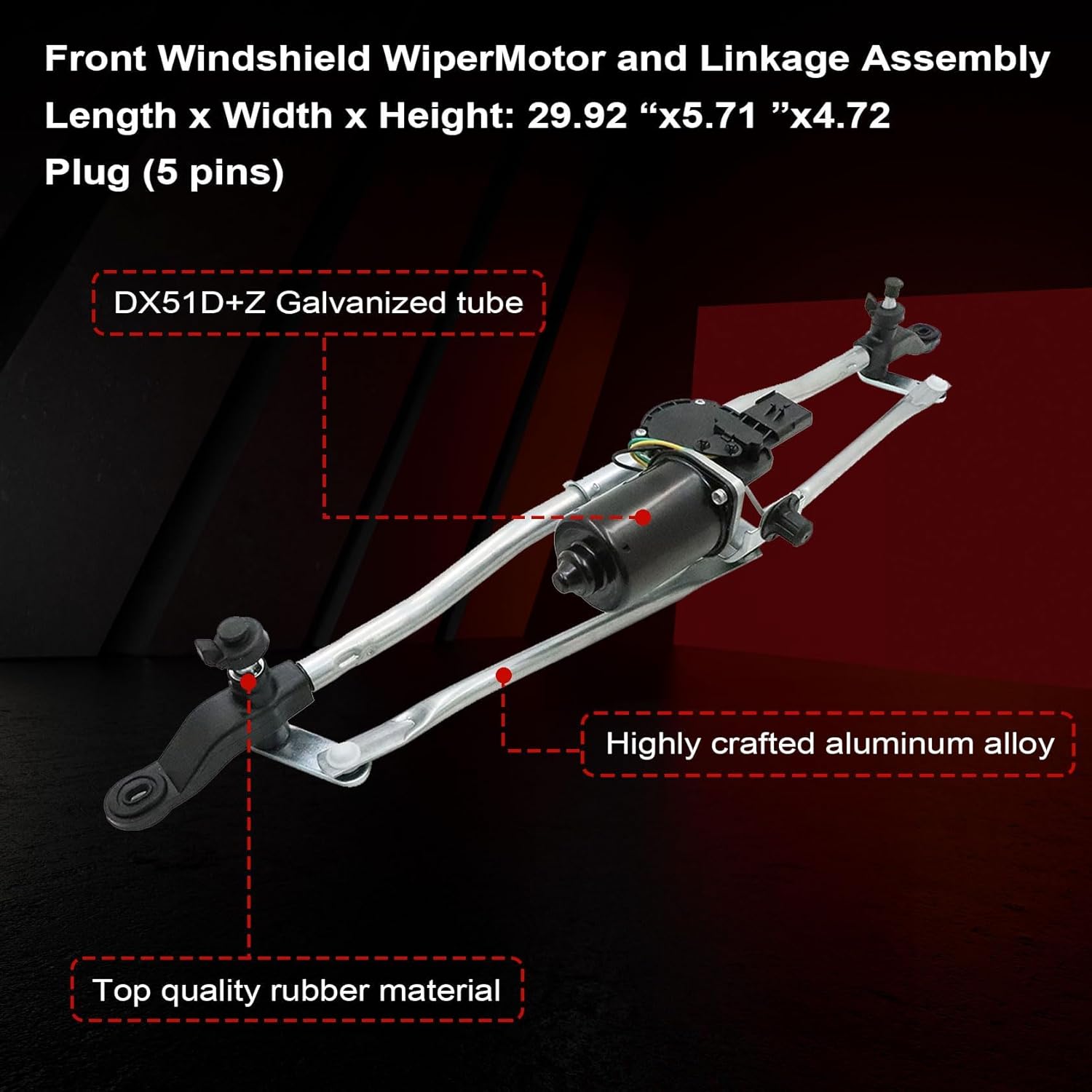 FZJDSD Front Windshield Wiper Motor and Linkage Compatible with Jeep Wrangler 3.6L V6 - Gas 2007-2017 Wrangler JK 3.6L V6 - Gas 2018 Replace 55077859AC 55077859AD 68002388AB