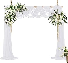 VACVELT Wedding Arch Draping Fabric - White Chiffon, 1 Panel Sheer Drape...