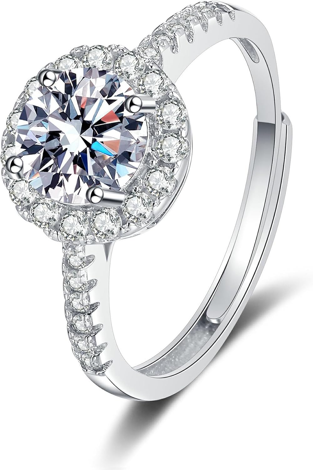 925 Sterling Silver Engagement Rings for Women – Cubic Zirconia CZ Center Stones in Round, Princess & Heart Cuts 1CT/2CT
