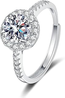 925 Sterling Silver Engagement Rings for Women – Cubic Zirconia CZ Center Stones in Round, Princess & Heart Cuts 1CT/2CT