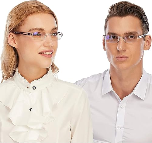 Miniatura 5 de 3 pares de lentes de lectura, lentes de bloqueo de luz azul, anteojos de lectura para computadora para hombres y mujeres, marco rectangular de moda