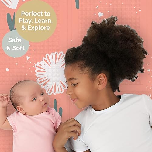 Miniatura 6 de JumpOff Jo - Alfombra de juego plegable grande para bebé, tapete de juego de espuma segura para el tiempo boca abajo, bolígrafos de juego y niños