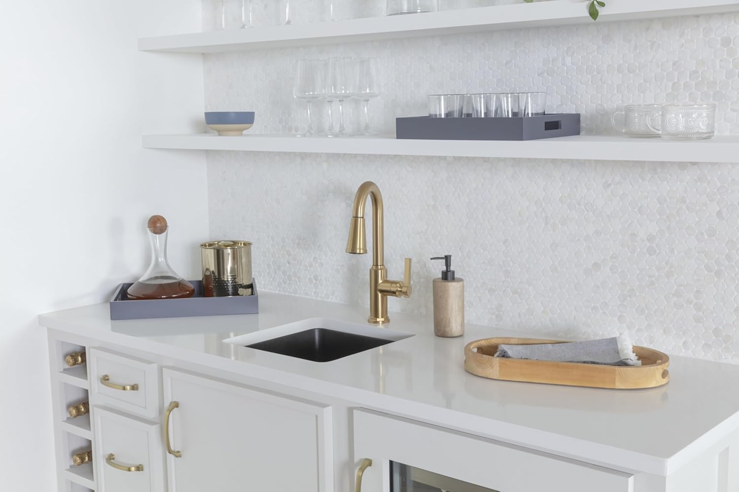 Signature Hardware 953746 Greyfield 1.8 GPM Single Hole Pull Down Bar Faucet - Aged Brass