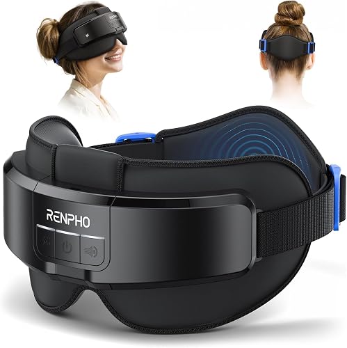RENPHO Masajeador de Cabeza y Ojos, Máscara Ocular Térmica para Migrañas | Masajeador de cabeza para la frente, la nuca y las sienes; reduce la fatiga visual; regalos originales para mujer